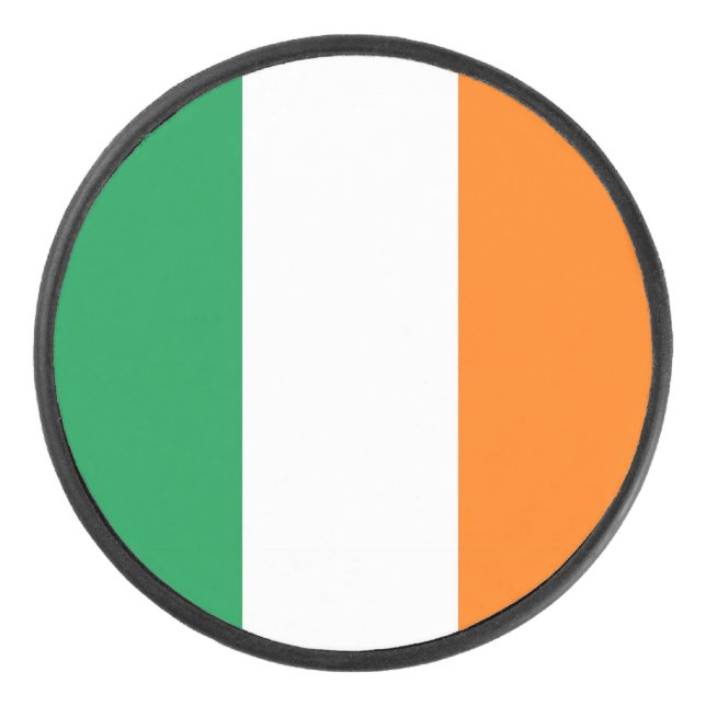 Patriotic hockey puck with flag of Ireland (Front)