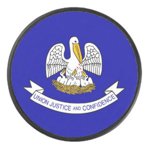 Patriotic hockey puck with flag of Louisiana