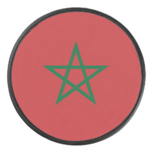Patriotic hockey puck with flag of Morocco