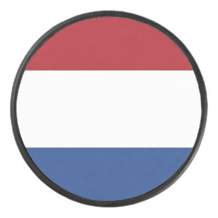 Patriotic hockey puck with Flag of Netherlands