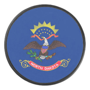 Patriotic hockey puck with flag of North Dakota