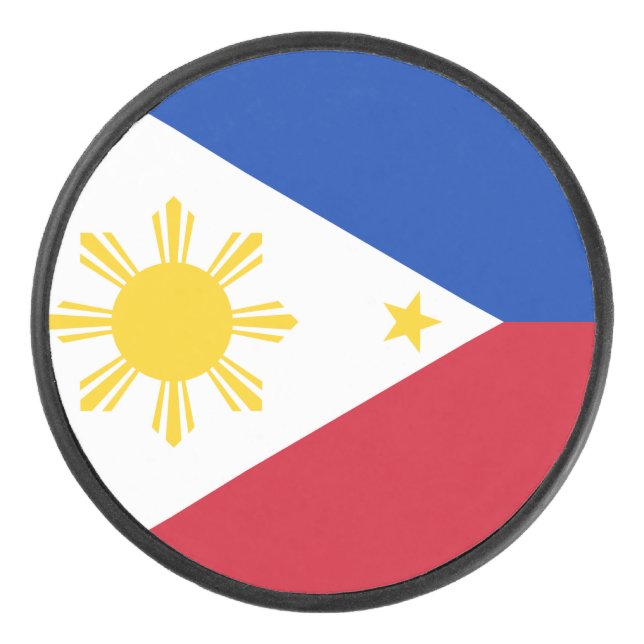 Patriotic hockey puck with flag of Philippines (Front)
