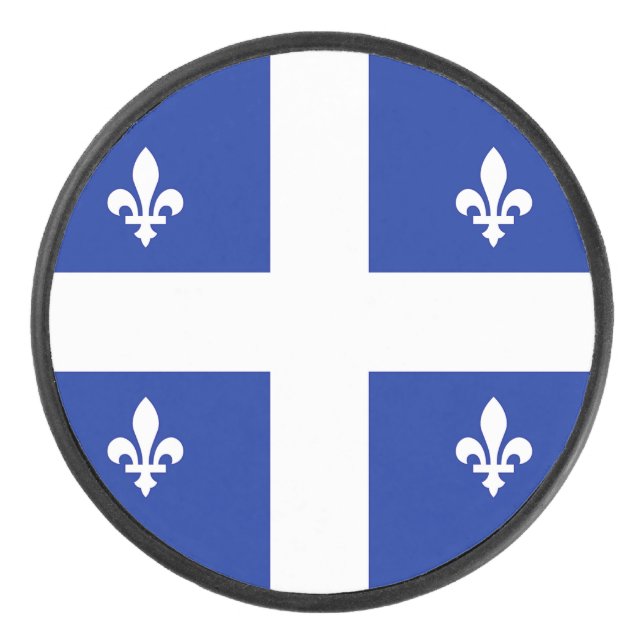 Patriotic hockey puck with flag of Quebec (Front)