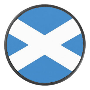 Patriotic hockey puck with flag of Scotland