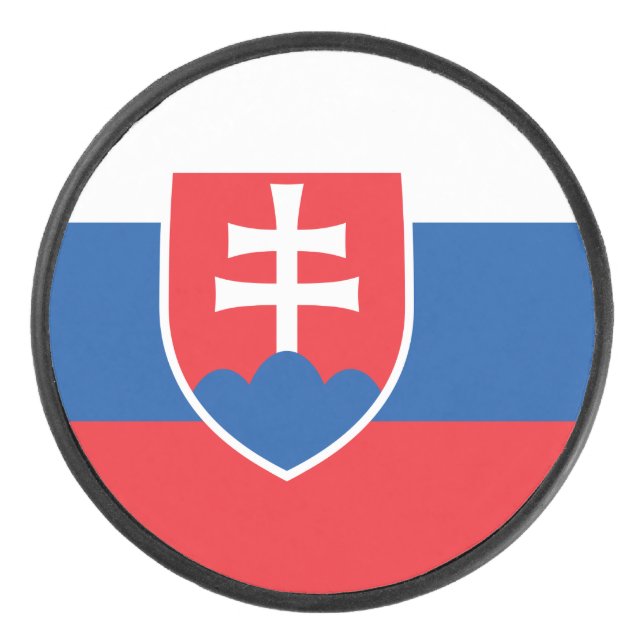 Patriotic hockey puck with flag of Slovakia (Front)