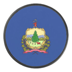 Patriotic hockey puck with flag of Vermont