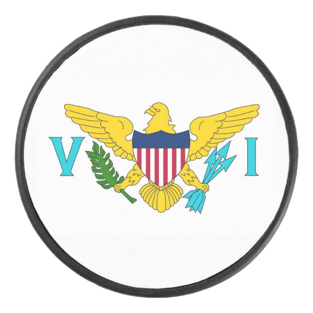 Patriotic hockey puck with flag of Virgin Islands (Front)