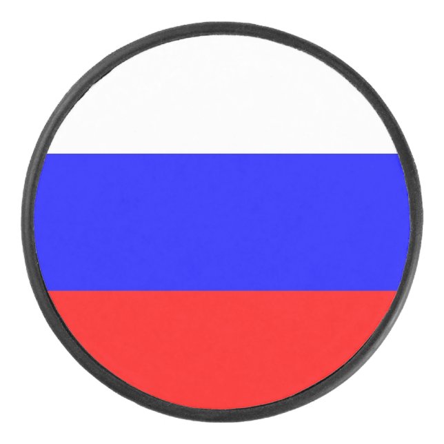 Patriotic hockey puck with Russia flag (Front)