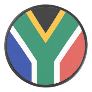 Patriotic hockey puck with South Africa flag