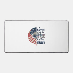 Patriotic Home of the Free Brave Helmet Shirt_1 Desk Mat
