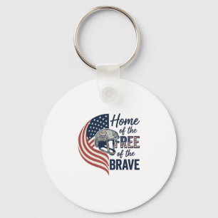 Patriotic Home of the Free Brave Helmet Shirt_1 Key Ring