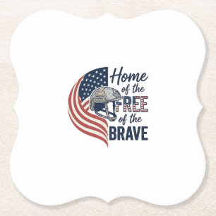 Patriotic Home of the Free Brave Helmet Shirt_1 Paper Coaster