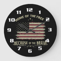 Patriotic Home of the Free Large numbers Clock