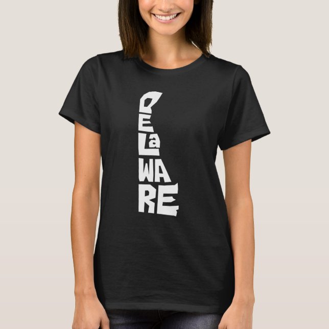 Patriotic Home State Map Of Delaware Text Shape De T-Shirt (Front)
