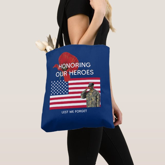 Patriotic HONORING OUR HEROES Veterans Memorial Tote Bag (Close Up)