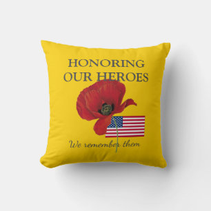 Patriotic HONORING OUR HEROES Veterans USA Flag Cushion