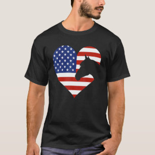 Patriotic Horse 4th Of July Cool Heart American F T-Shirt
