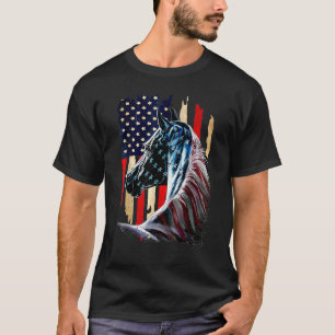Patriotic Horse American Flag 4th Of July Independ T-Shirt