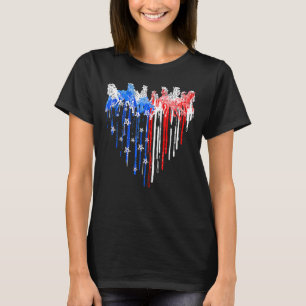 Patriotic Horse American Flag Heart 4th Of July Ho T-Shirt