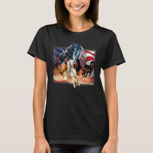Patriotic Horse American Flag Horse Graphic Amer T-Shirt