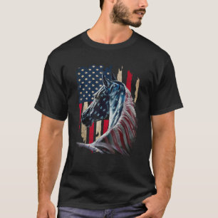 Patriotic Horse American Flag Horse Vintage T-Shirt