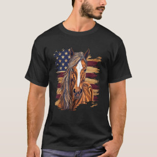 Patriotic Horse American Flag Horse Vintage T-Shirt