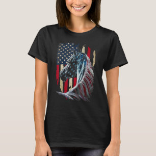 Patriotic Horse American Flag Horseback 4th Of Jul T-Shirt