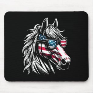 Patriotic Horse American Flag Horseback Riding 4th Mouse Pad