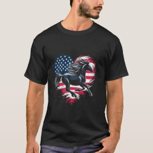 Patriotic Horse American Flag Horseback Riding 4th T-Shirt