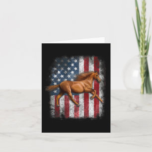 Patriotic Horse American Flag Horseback Riding Far Card