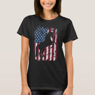 Patriotic Horse American Flag Horseback Riding Far T-Shirt