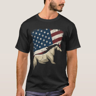 Patriotic Horse American Flag Horseback Riding For T-Shirt