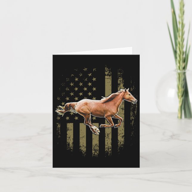 Patriotic Horse American Flag Horseback Riding Gif Card (Front)