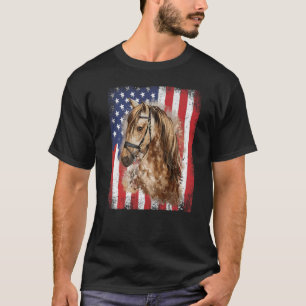 Patriotic Horse American Flag Horseback Riding T-Shirt