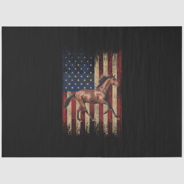 Patriotic Horse American Flag Horseback Riding Tissue Paper (Front)