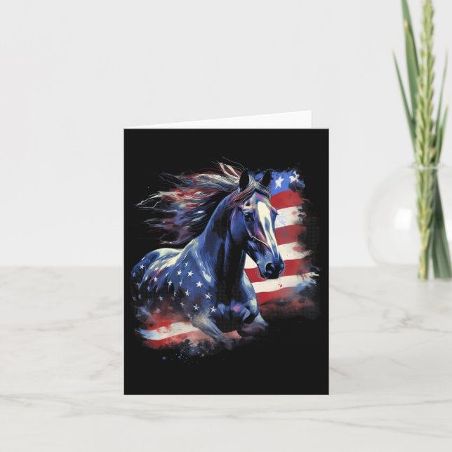 Patriotic Horse American Flag Horseback Riding Wes Card (Front)