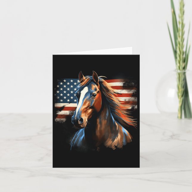 Patriotic Horse American Flag Horseback Riding Wes Card (Front)