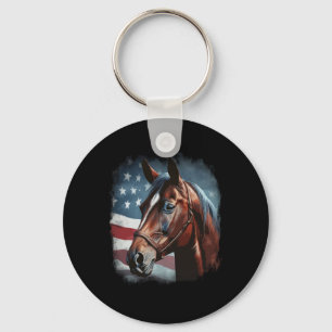 Patriotic Horse American Flag Horseback Riding Wes Key Ring