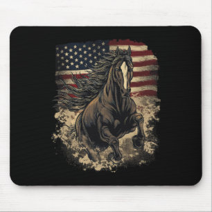 Patriotic Horse American Flag Horseback Riding Wes Mouse Pad