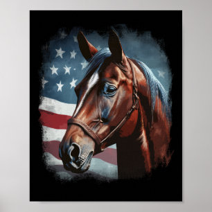 Patriotic Horse American Flag Horseback Riding Wes Poster