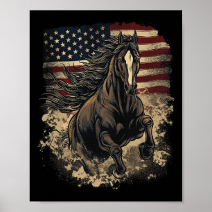 Patriotic Horse American Flag Horseback Riding Wes Poster