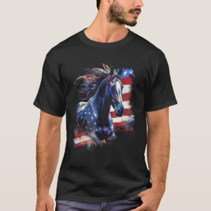 Patriotic Horse American Flag Horseback Riding Wes T-Shirt