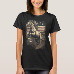 Patriotic Horse American Flag Horseback Riding Wes T-Shirt
