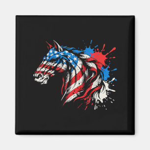 Patriotic Horse American Flag Splash Art Magnet