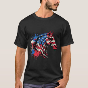 Patriotic Horse American Flag Splash Art T-Shirt