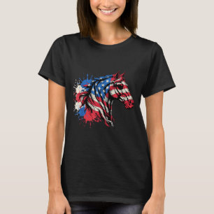 Patriotic Horse American Flag Splash Art T-Shirt
