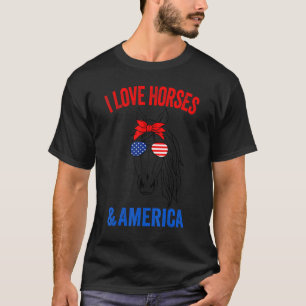 Patriotic Horse American Sun Glasses 4th Of July W T-Shirt