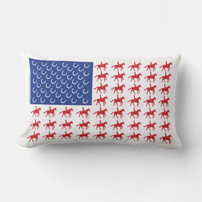 Patriotic Horse and Rider Lumbar Cushion (Front)