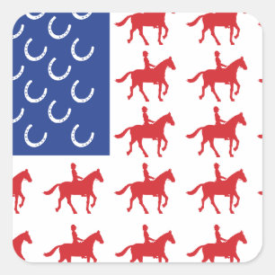Patriotic Horse and Rider Square Sticker