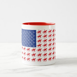 Patriotic Horse and Rider Two-Tone Coffee Mug